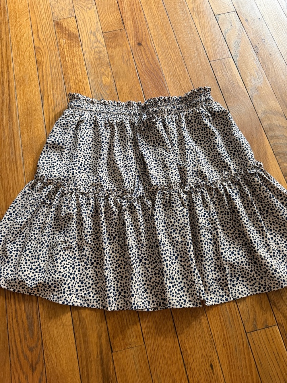 Tiered Polka Dot Mini Skirt in Cream and Black